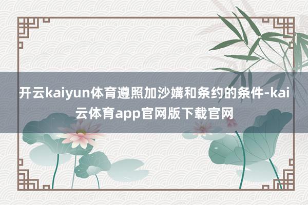 开云kaiyun体育遵照加沙媾和条约的条件-kai云体育app官网版下载官网