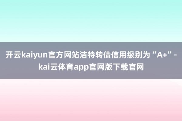 开云kaiyun官方网站洁特转债信用级别为“A+”-kai云体育app官网版下载官网