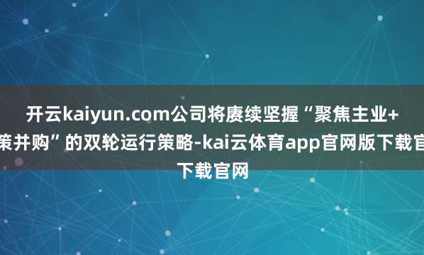 开云kaiyun.com公司将赓续坚握“聚焦主业+计策并购”的双轮运行策略-kai云体育app官网版下载官网